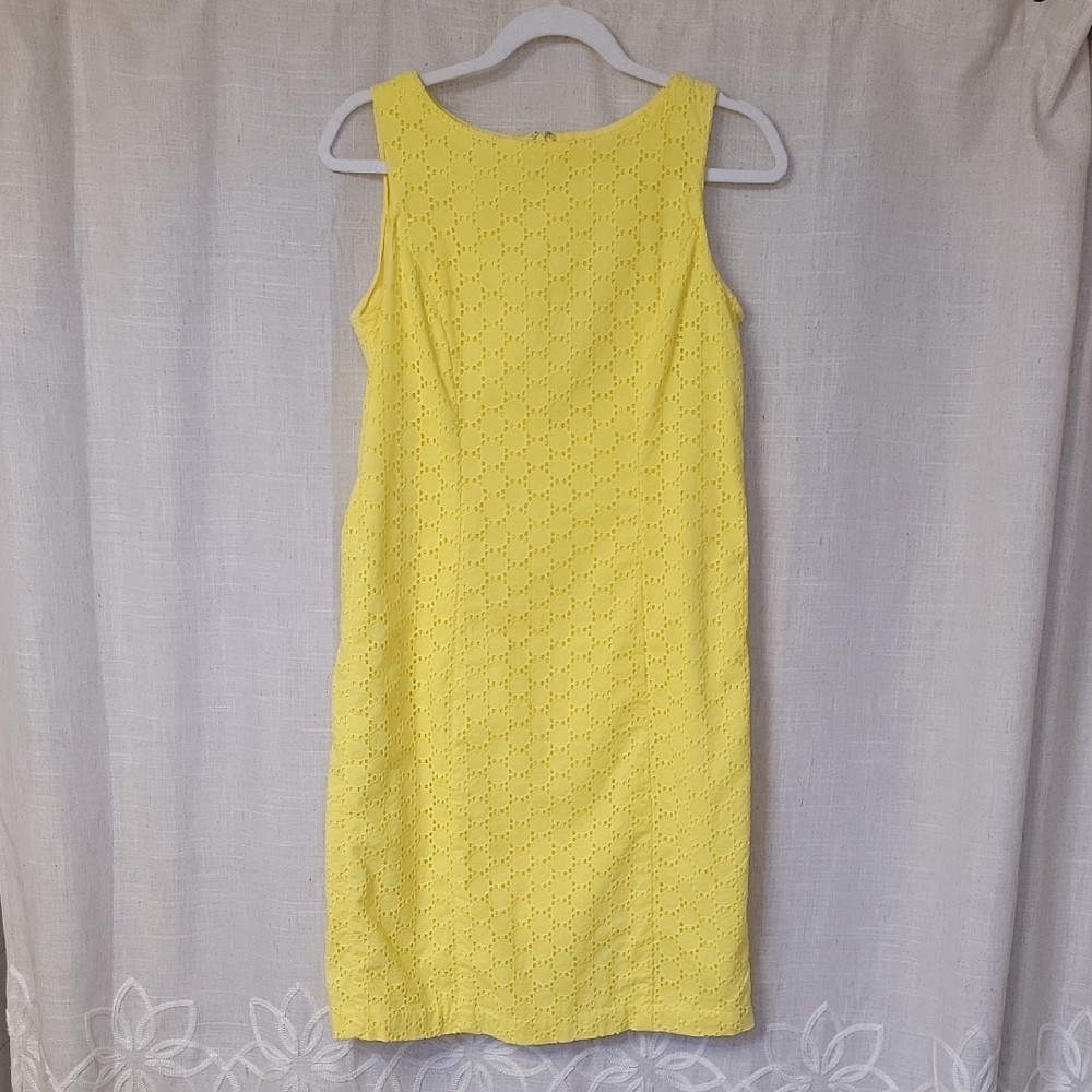 Talbots Yellow Eyelet Sleeveless Dress